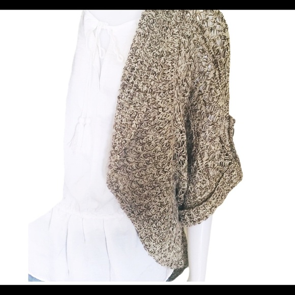 WAREHOUSE ONE Open Front Cardigan With Chunky Button Detail Taupe Beige Sz Large - Picture 4 of 12